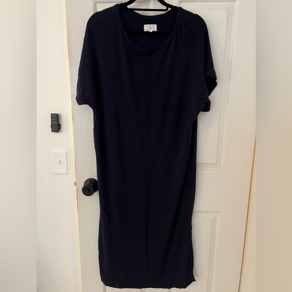 Lou & Grey Short Sleeve Maxi Dress (Navy Blue) Size S - Picture 1 of 6